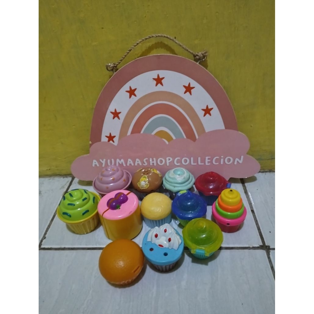 mainan kue cupcake preloved