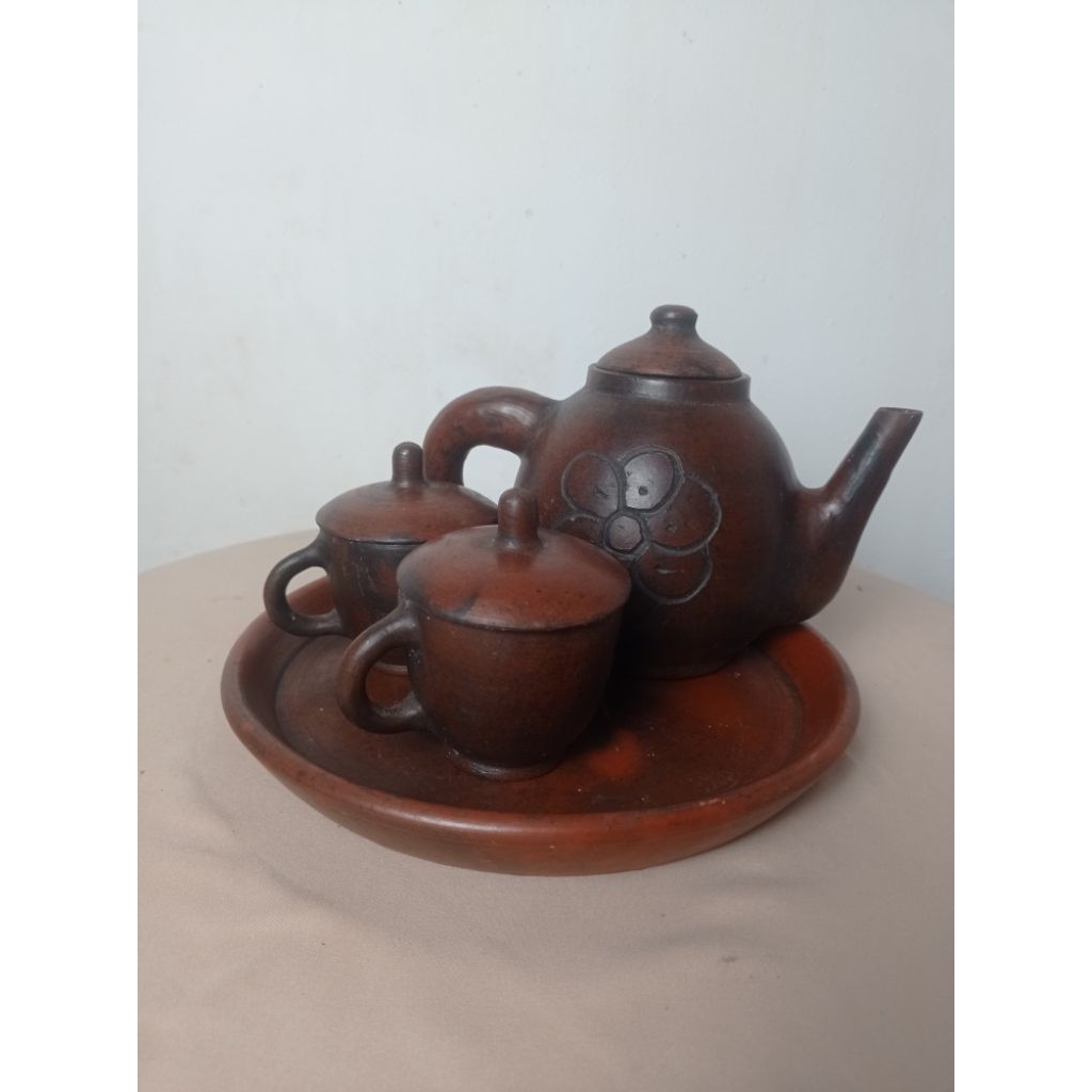 Set Teko Gelas Nampan Gerabah