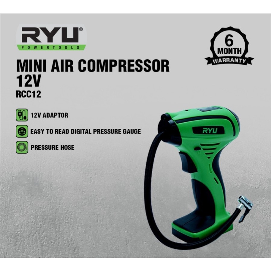 RYU Pompa Angin RCC12 Mini Air Compressor 12V Kompresor Ban RCC 12