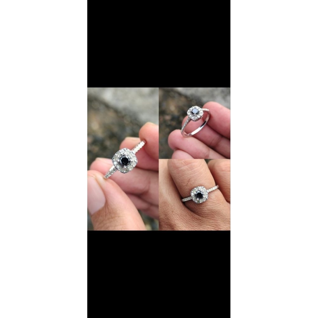 cincin perak berlian eropa+hitam