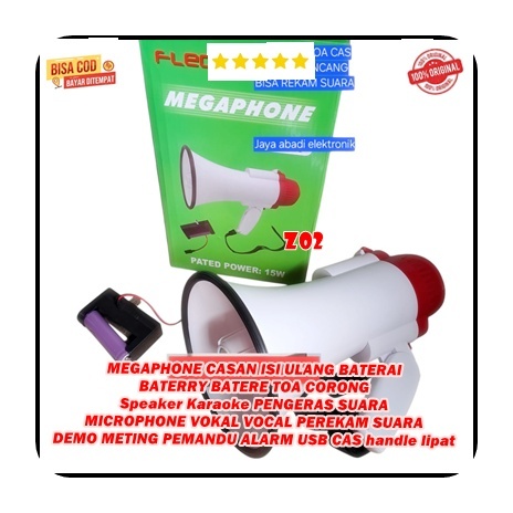 Z02 MEGAPHONE CASAN ISI ULANG BATERAI BATERRY BATERE TOA CORONG Speaker Karaoke PENGERAS SUARA MIC M