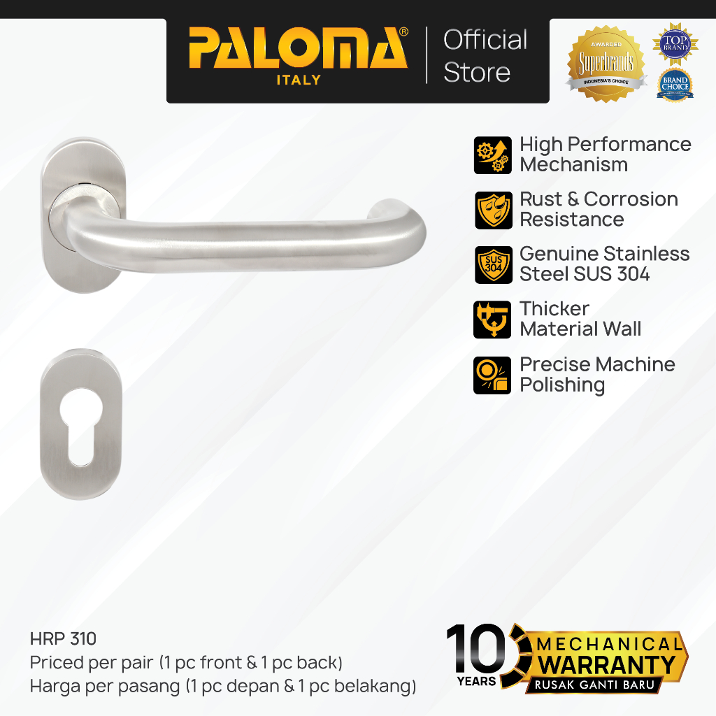 PALOMA HRP 310 Handle Pintu Roses Stainless Steel sus 304 Lever Gagang Door Chrome Krom