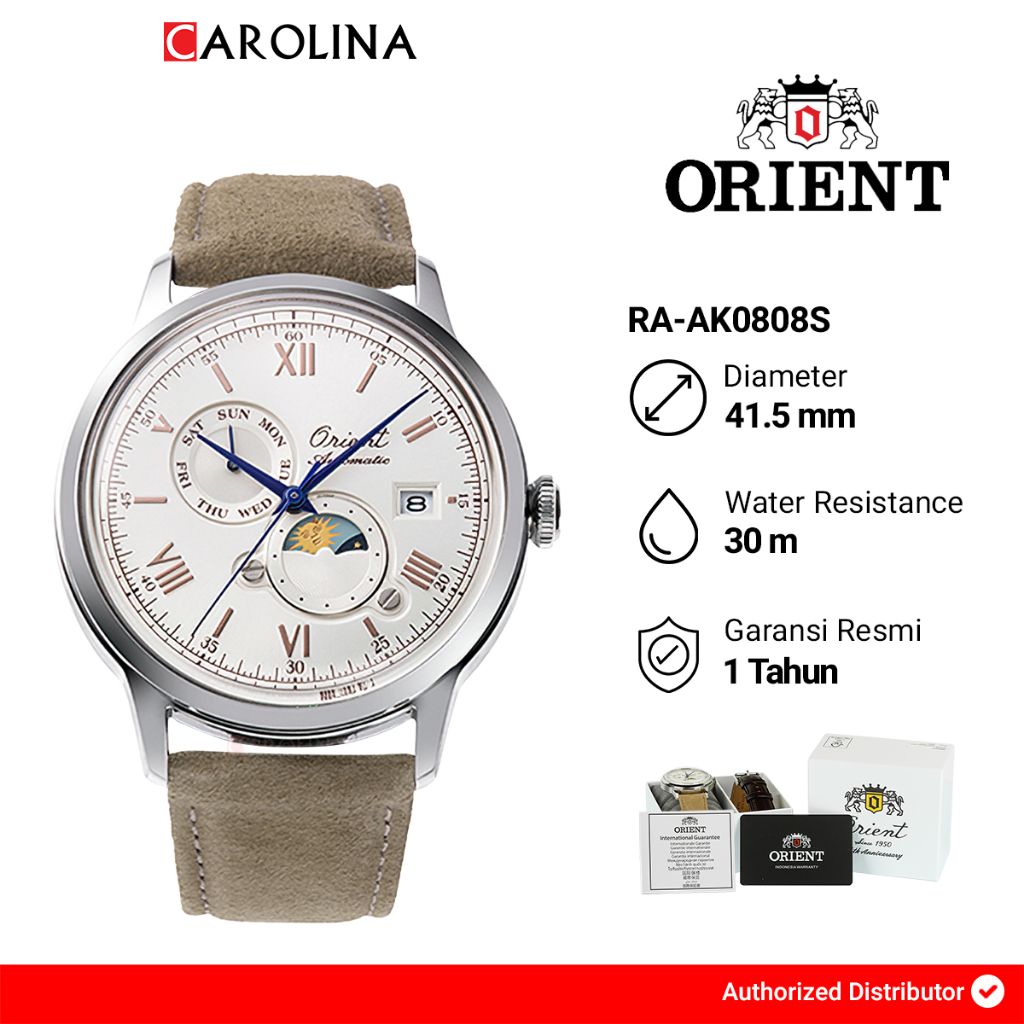 Jam Tangan Pria Orient Classic RA-AK0808S Bambino Sun & Moon 75th Anniversary Limited Edition