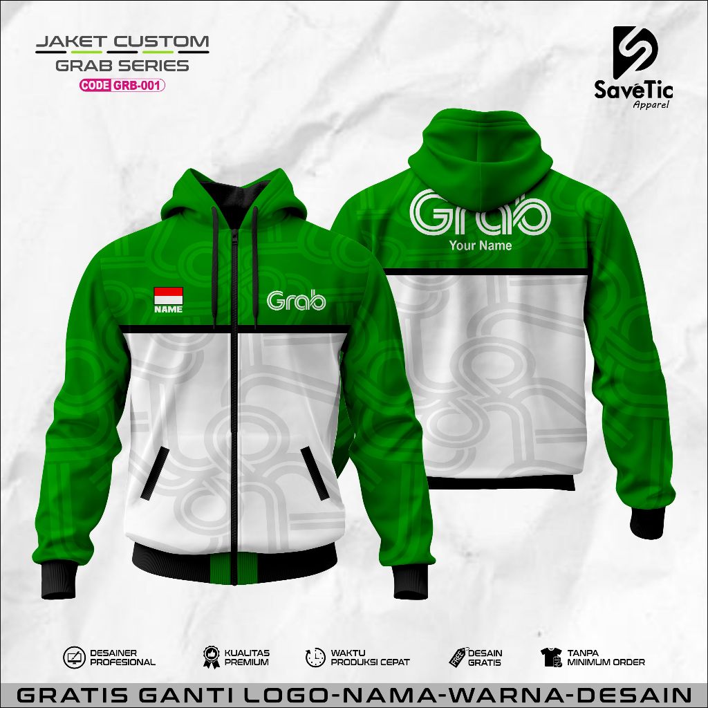 Jaket Grab Full Printing Sublim/Jaket Grab Driver/Jaket Custom/Hoodie/Bomber/Tracktop/Jaket Komunita