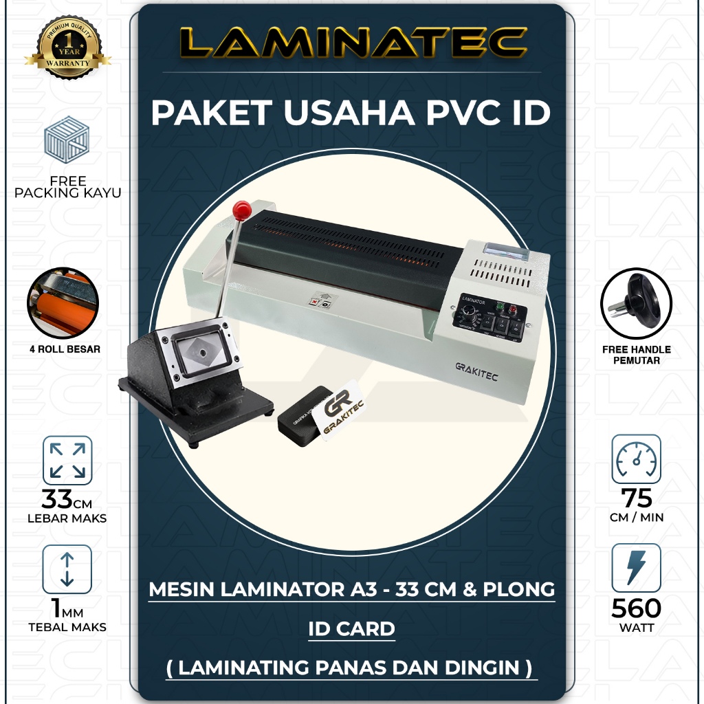 Paket Usaha Cetak PVC ID Card Mesin Laminating, Alat Potong / Plong ID Card, PVC ID CARD