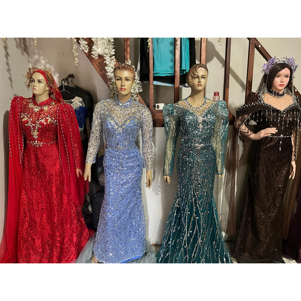 kebaya pengantin merah gown