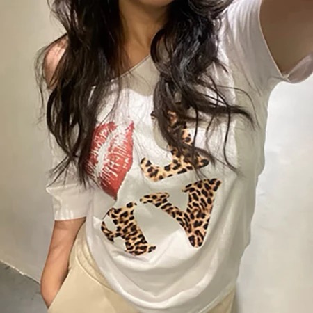 love leopard crop top y2k baby tee retro streer vintage ahs style stockholm