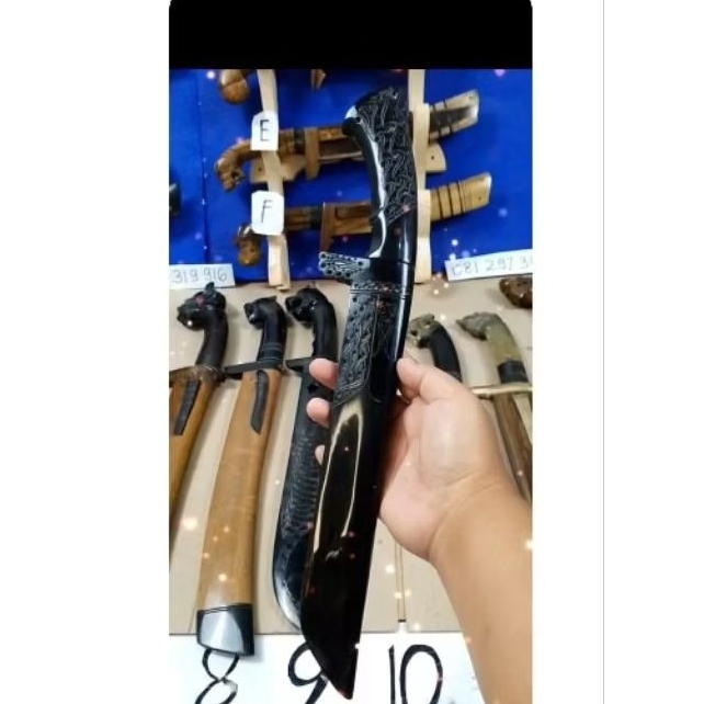 Pisau tanduk PB 25cm sarung batik gagang batik
