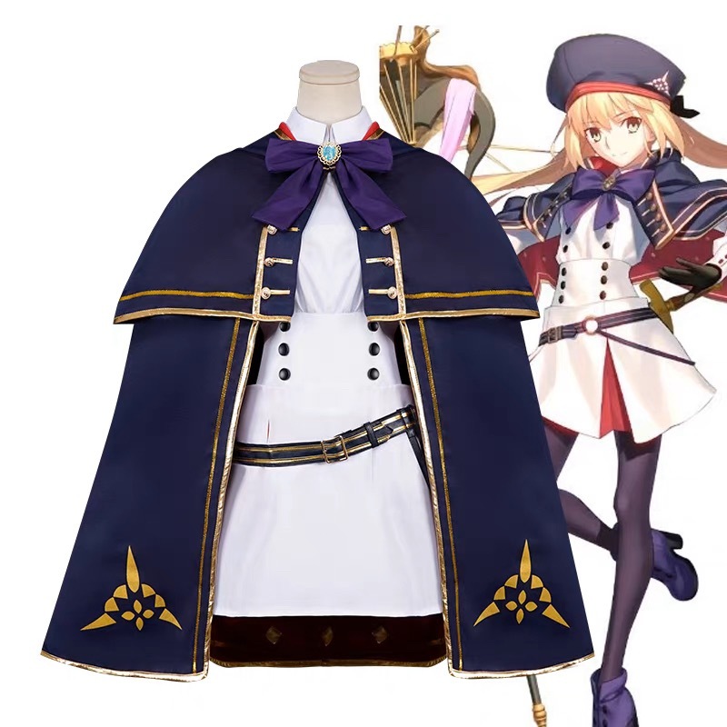 Anime FGO Altria Caster Cosplay Costume with  hat Custom Made