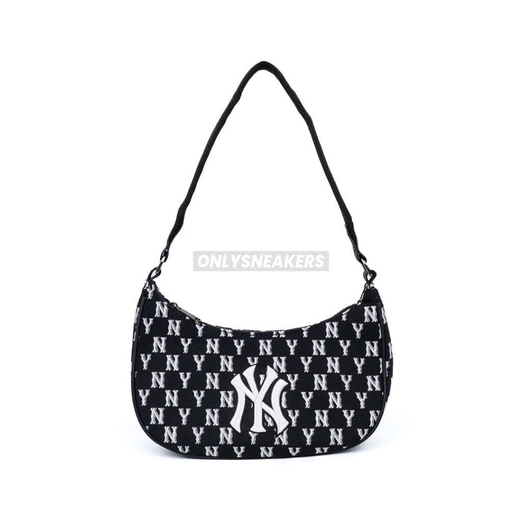 MLB MONOGRAM JACQUARD HOBO BLACK SHOULDER BAG