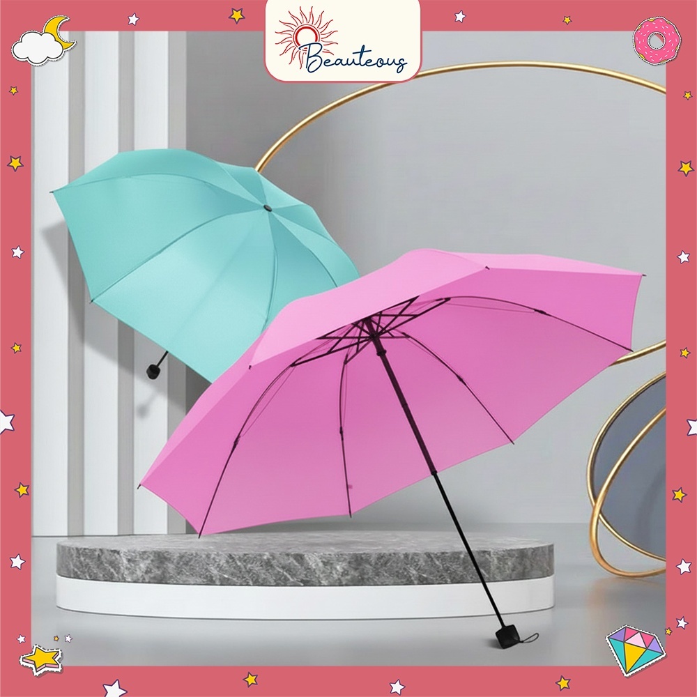 Payung Lipat Polos Portable Umberella Waterproof Payung Hujan Pelindung Sinar Matahari Payung Outdoo