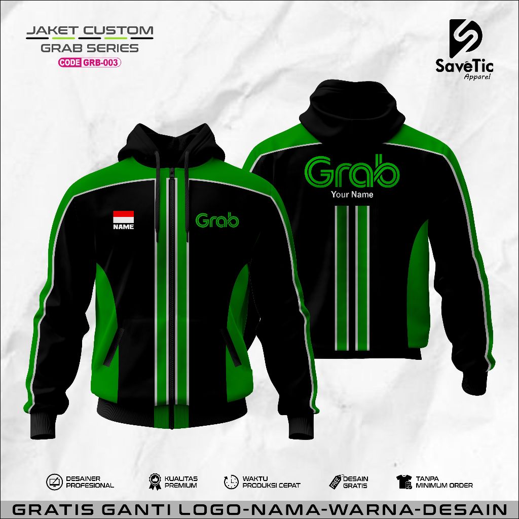 Jaket Grab Full Printing Sublim/Jaket Grab Driver/Jaket Custom/Hoodie/Bomber/Tracktop/Jaket Komunita
