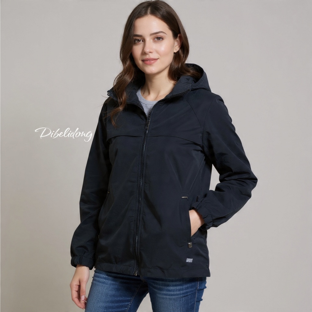 Jaket hoodie windbreaker hitam