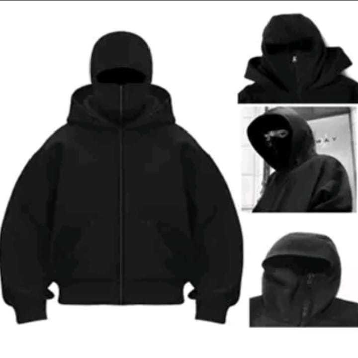 HOODIE BALACLAVA ZIPPER URBAN | JAKET BOXY HITAM KAIN FLEECE PREMIUM PRIA WANITA DISTRO TERBARU