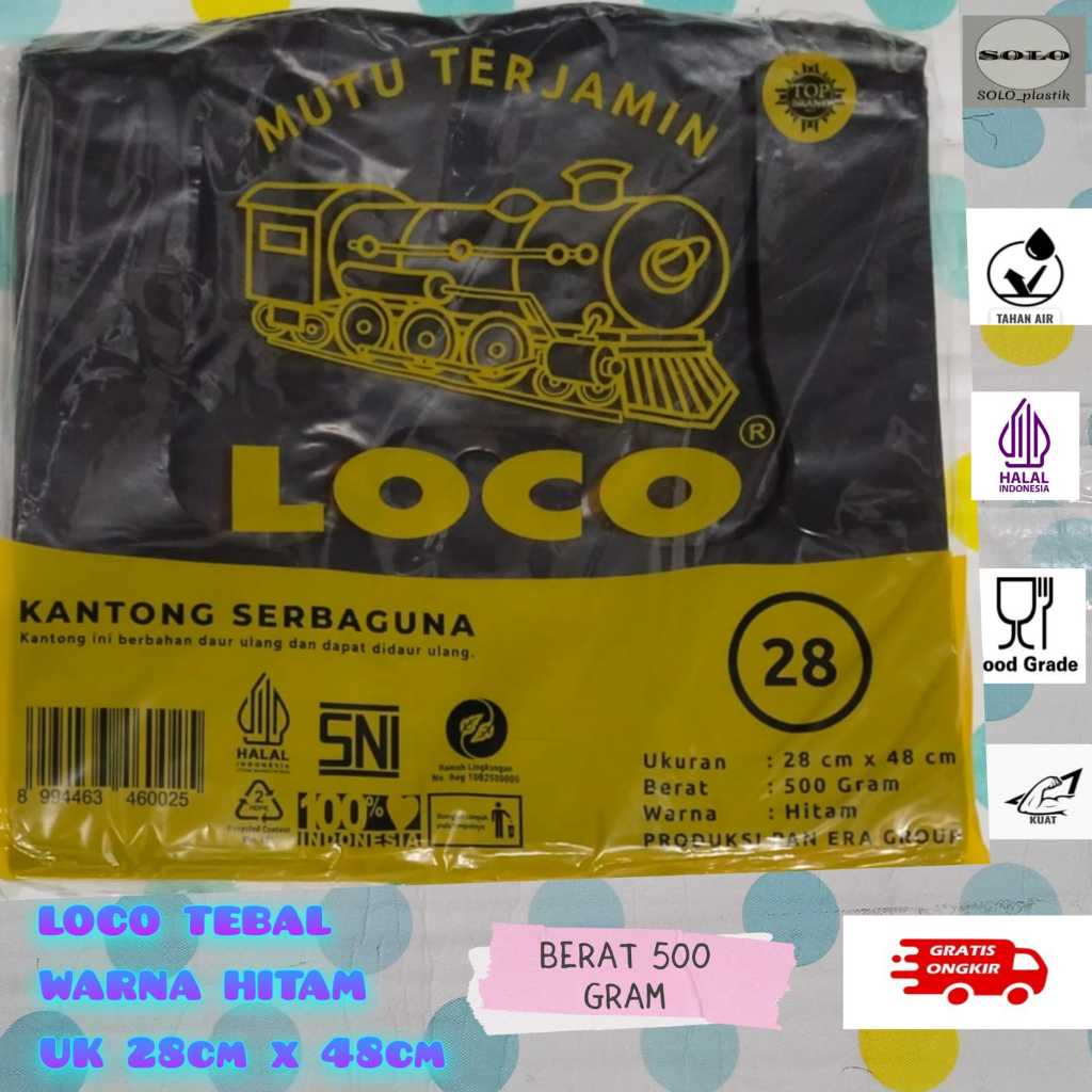 Kantong Plastik kresek Loco Tebal Hitam 28x48 / kantong kresek hitam uk 28 x 48 tebal ( kuat , tidak