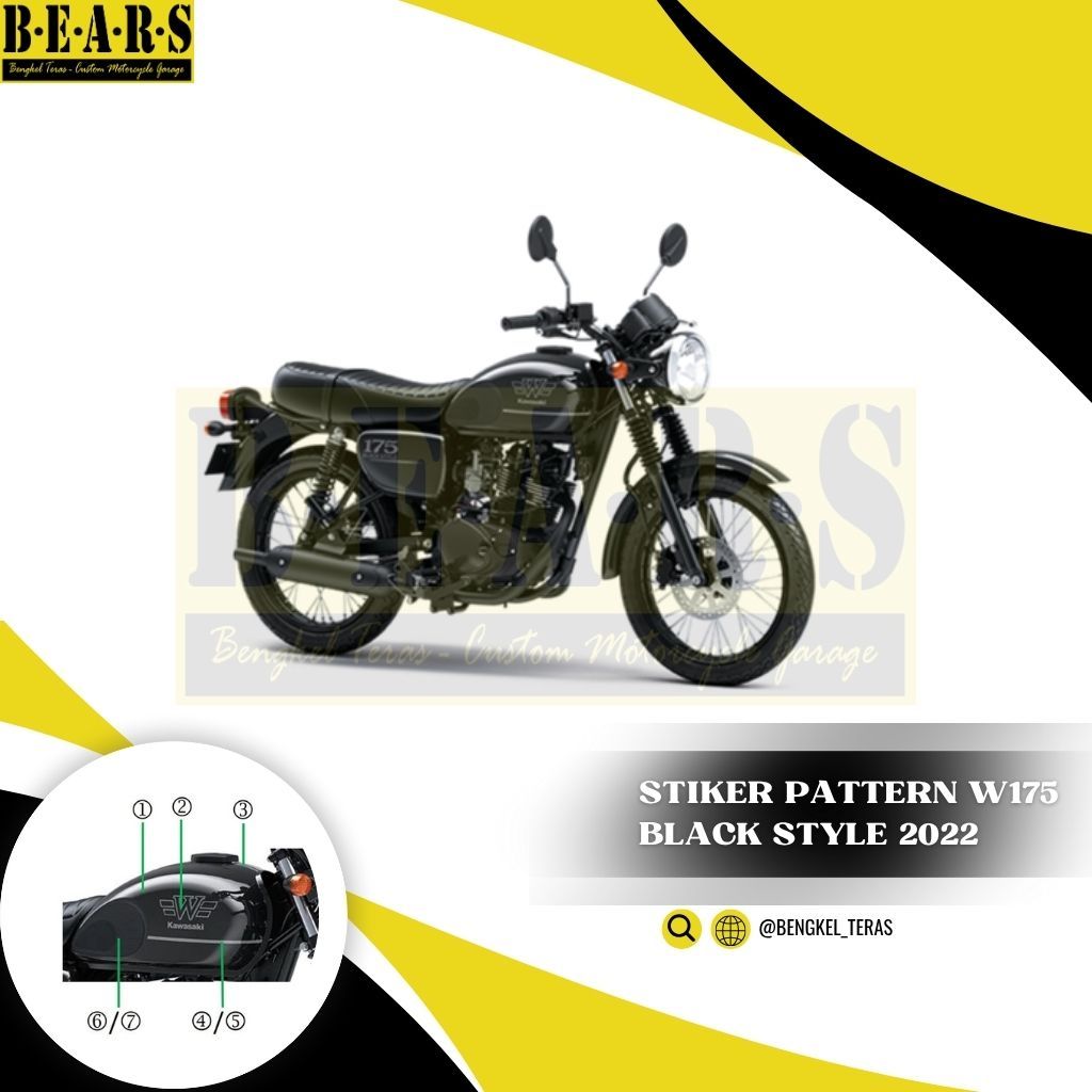 Sticker Stiker Pattern Kawasaki W175 Black Style 2022