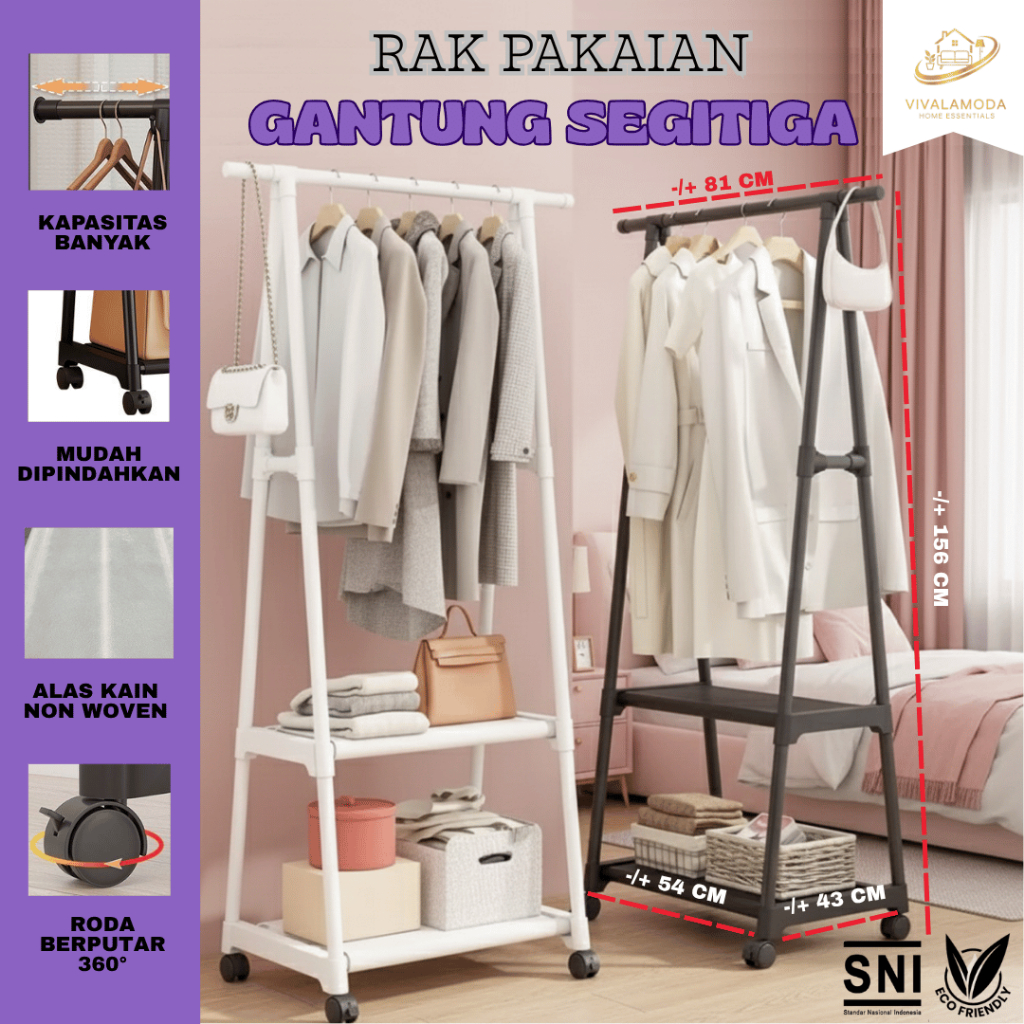RAK PAKAIAN GANTUNG SEGITIGA - RAK BAJU RAK BUKU STAND HANGER TRIANGLE