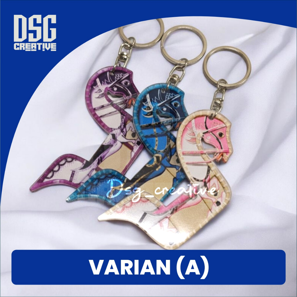 Gantungan Kunci Jaran Kepang Kuda Lumping Ring Putar Bisa Custom Nama Bahan Akrilik 2mm Double Bolak