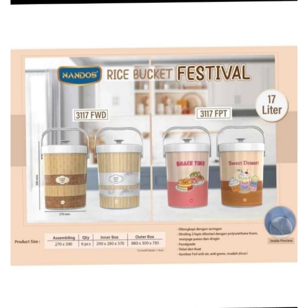 Rice Bucket Naiba 17 Liter/ Termos Nasi/ Termos Es 17 Liter Naiba