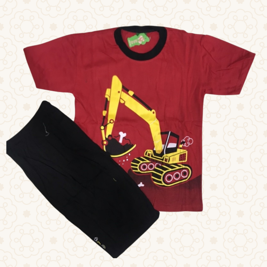 HARGA 1PCS Setelan Anak Laki-Laki Kaos Motif Lucu Terbaru Motif Mobil Lucu Size 22-26 Lengan Pendek 