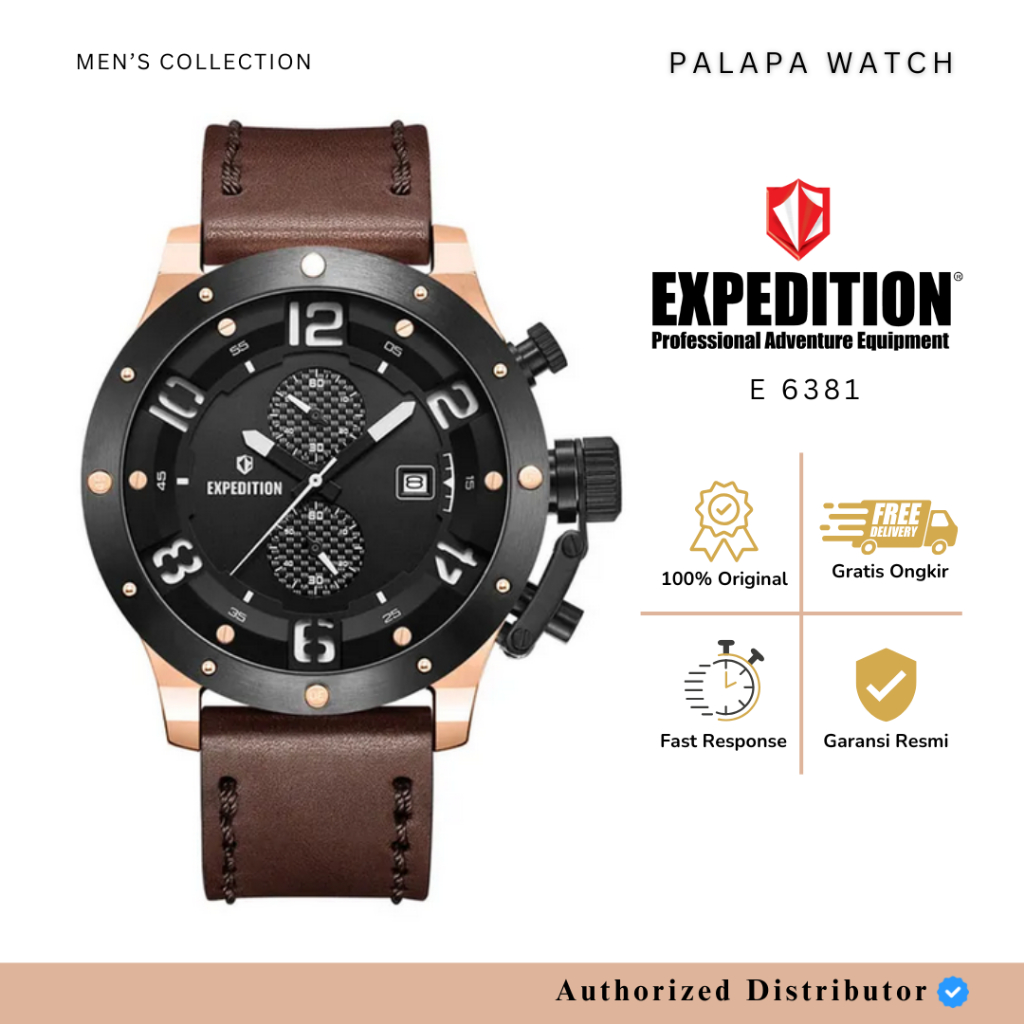 Jam Tangan Pria Expedition EXP 6381 / E6381 / EXP6381 Sporty Leather Original