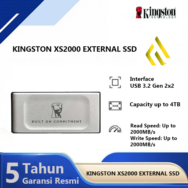 SSD Kingston XS2000 500GB 1TB 2TB 4TB - Portable Eksternal External SSD USB-C