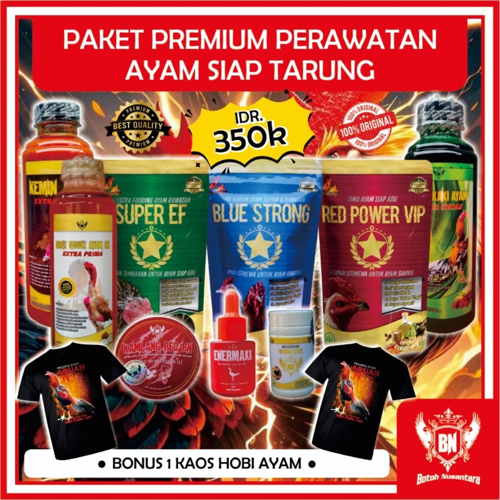 PAKET PREMIUM RAWATAN AYAM SIAP ADU Bonus Kaos 1pcs Rawatan maksimal Siap adu