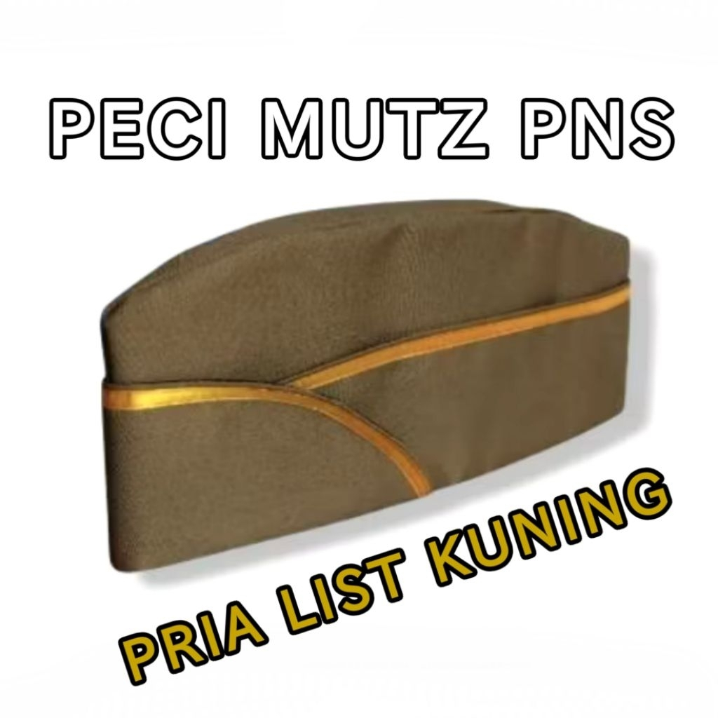 PECI MUTZ PRIA/PUTRA WARNA KREM LIST KUNING,COKLAT,PUTIH BAHAN DRILL