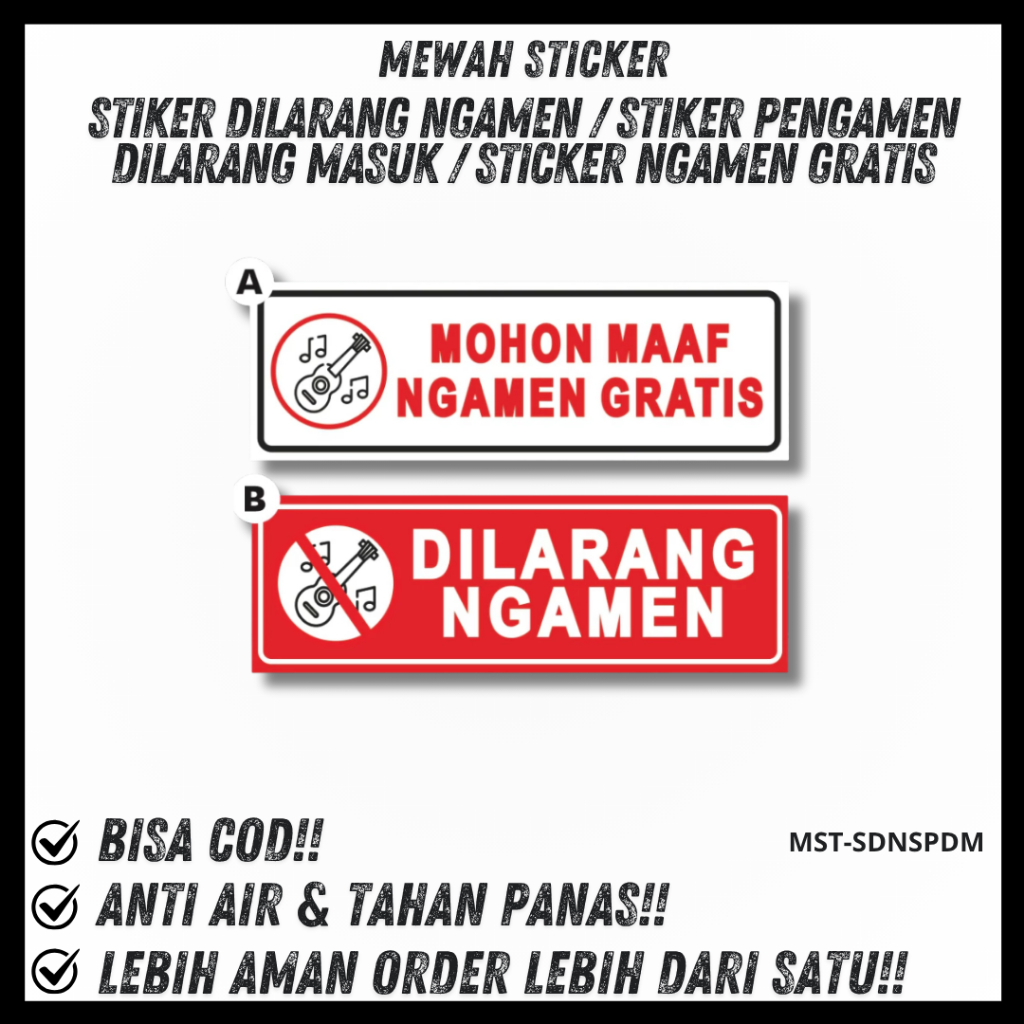 Stiker Dilarang Ngamen / Stiker Pengamen dilarang Masuk / Sticker Ngamen Gratis