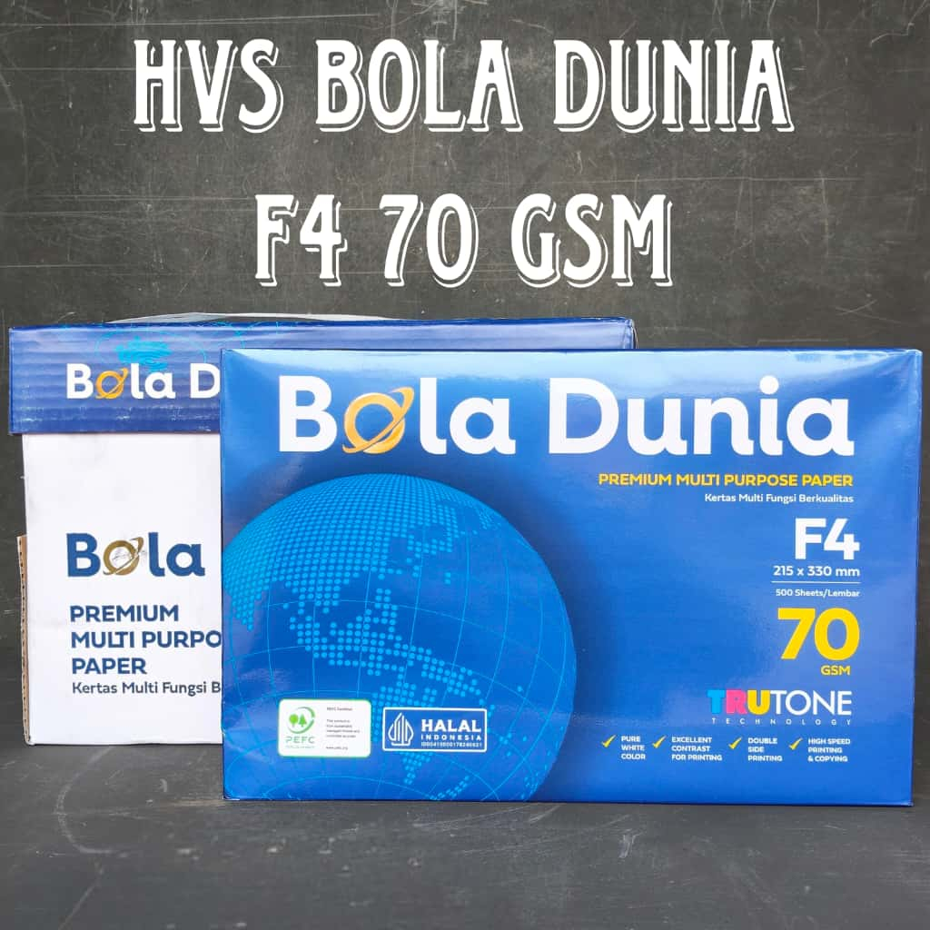 Kertas Hvs F4 Bola Dunia 70gr ( 1 Rim 500 Lembar ) [ Original ]
