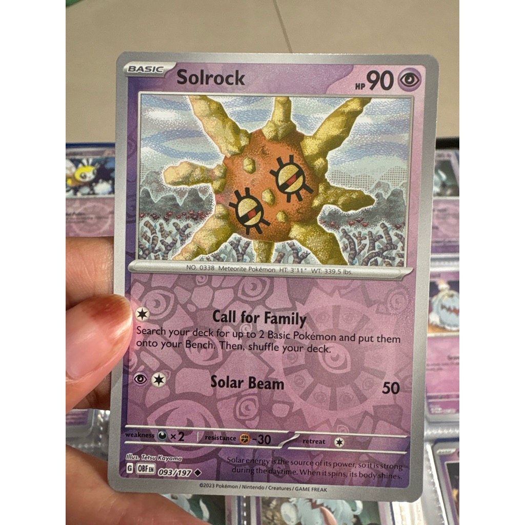 kartu pokemon original holo reverse solrock obf 093/197