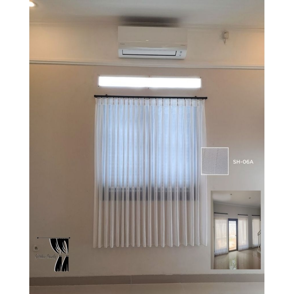 Vitrase gorden putih polos premium / tirai dalaman gorden minimalis elegan/ vitrase putih rampel 2