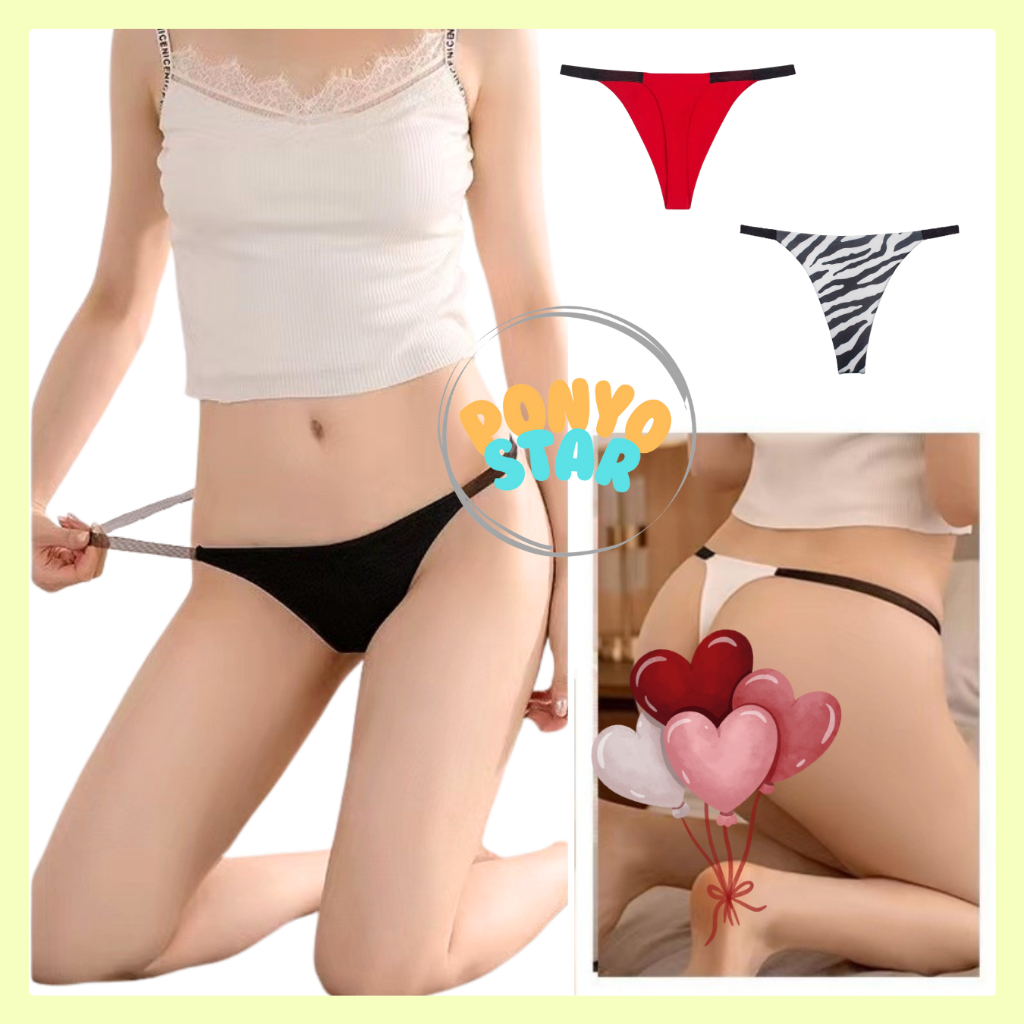 553 Celana Dalam Wanita Semi Thong 2 Lapis Tebal Belah Tengah CD Kolor Lingerie Seksi Perempuan Rema