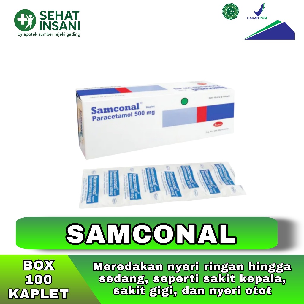 Samconal Paracetamol 500mg Box 100 Tablet Demam Dan Nyeri
