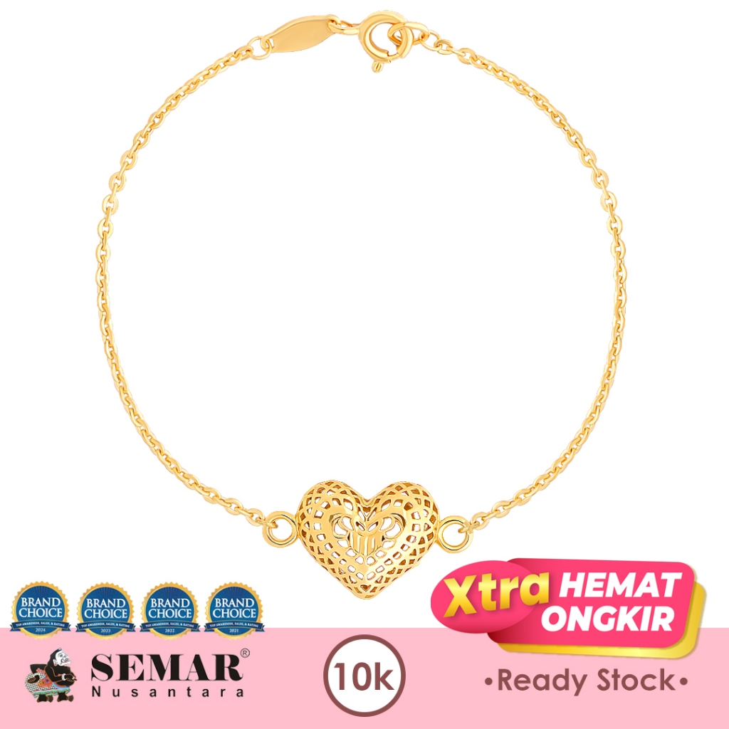 Gelang Emas Classic Nausica Heart Gold 10K Semar Nusantara