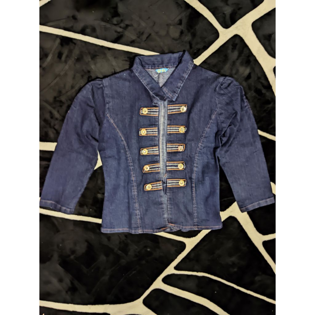 Jacket Blazer Denim Anak 12th Model Military Wanita 40/50 - SATBIA Fashion