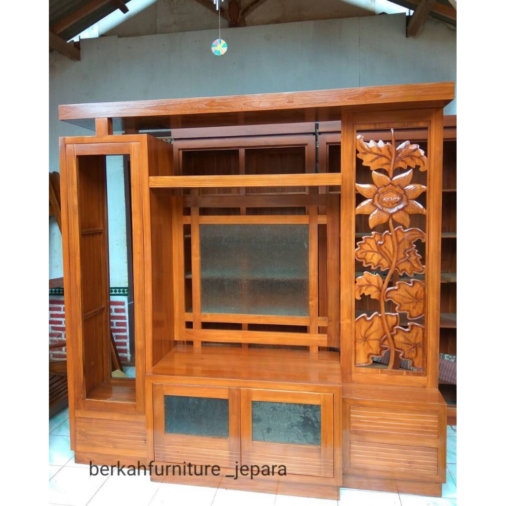 bufet tv partisi jati/bufet tv penyekat ruangan jati minimalis/bufet pajangan jati great A solid uku