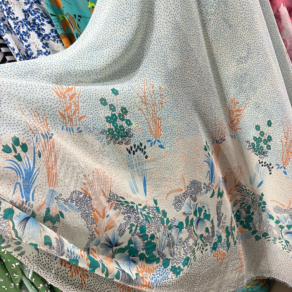 kain ceruty premium motif bunga pinggir / bahan ceruty motif bunga