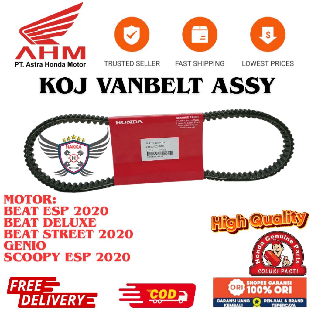 KOJ ORIGINAL VANBELT ASSY HONDA BEAT ESP 2020, VANBELT ASSY HONDA BEAT DELUXE, VANBELT ASSY HONDA BE