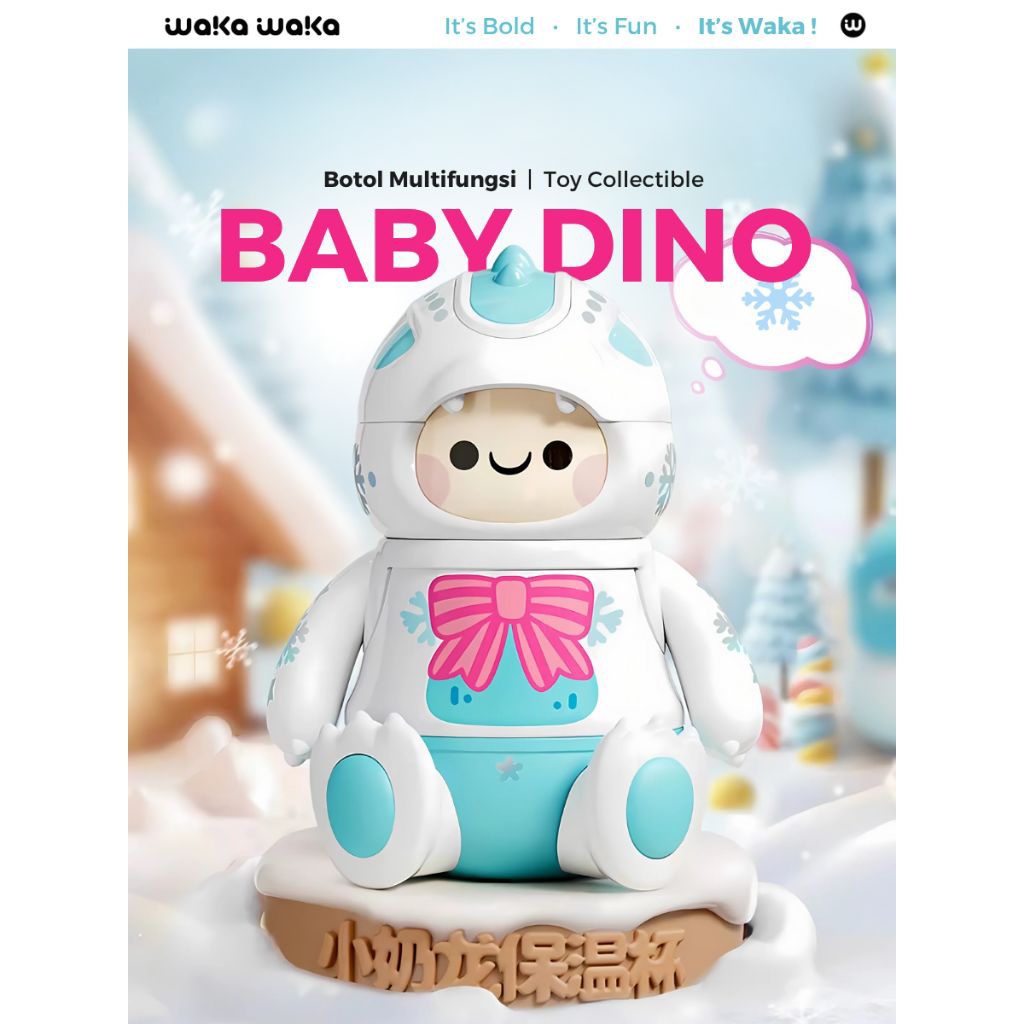 Waka Waka Baby Dino Bottle Vacuum Insulated Termos 450ml Botol Minum Tumbler Karakter Lucu