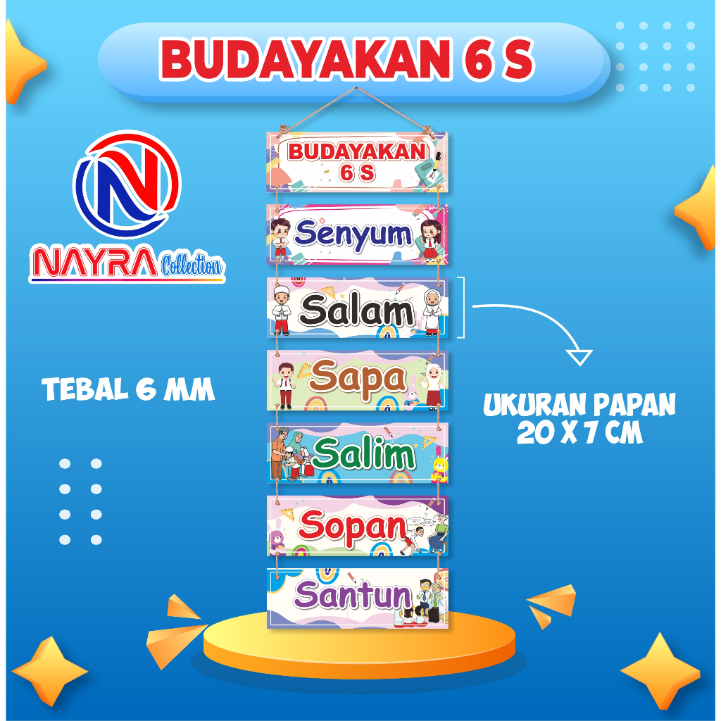 Hiasan Dinding Kelas / Walldecor BUDAYAKAN 6 S UKURAN 20x7 CM