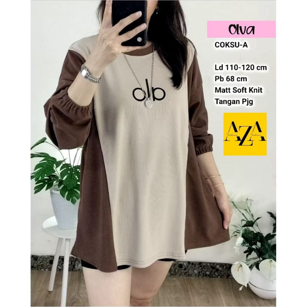 OLVA TOP.BLOUSE JUMBO WANITA/BLUS KNIT RAJUT IMPORT LD 120 CM FIT XXL/BAJU ATASAN WANITA CASUAL TERB