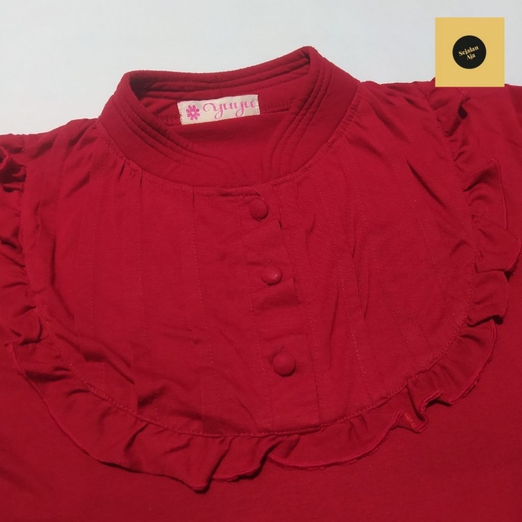 BLOUSE TUNIK LENGAN PANJANG MERAH MAROON WANITA