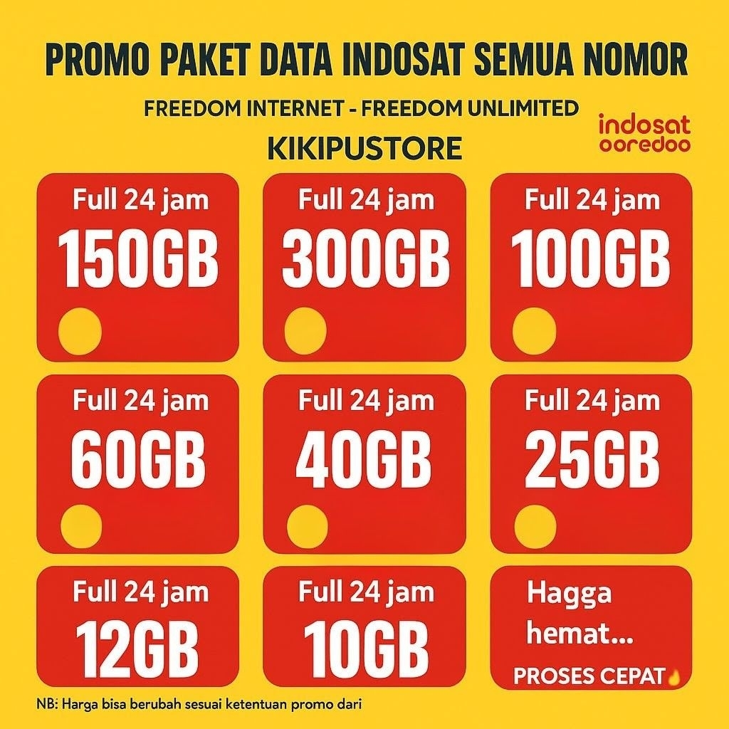 KUOTA INDOSAT 5GB 10GB 30GB 100GB 300GB | Promo Termurah
