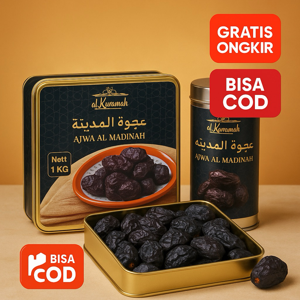 Kurma Ajwa Kaleng 1 Kg Original AlKarramah | Kurma ajwa | Kurma Nabi | Kurma Madinah
