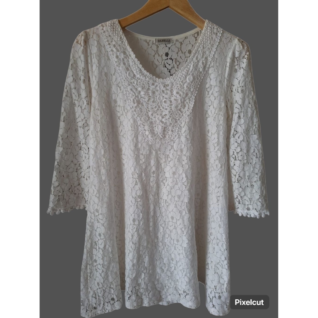 Atasan wanita brokat putih polos