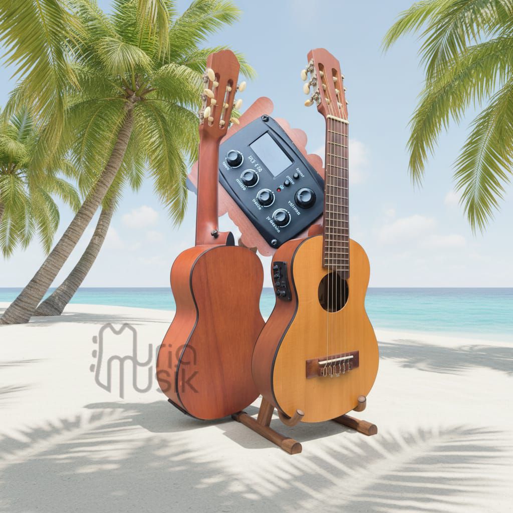 Guitalele Gitalele Chloe Spruce akustik elektrik Layar LCD tuner