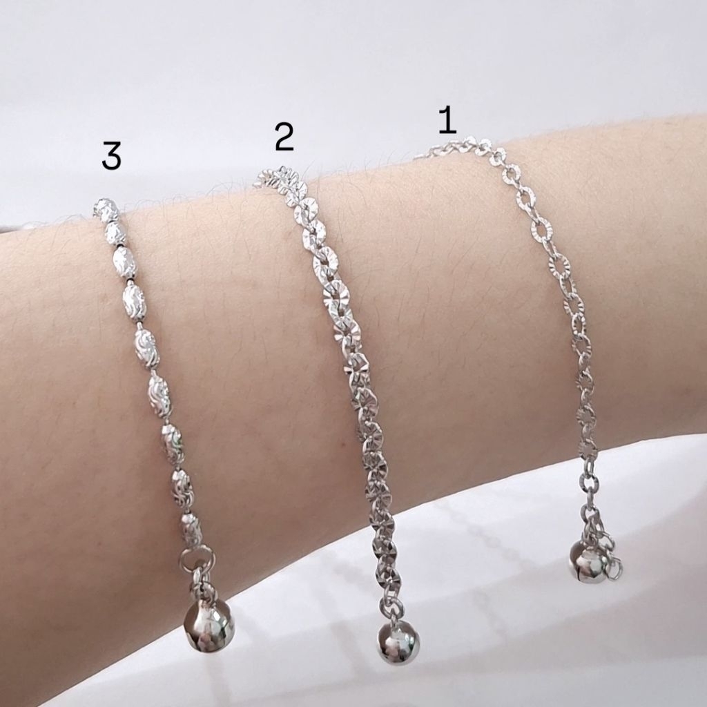 Gelang Perak Asli Lonceng Gelang Dewasa Silver 925 Lapis Rhodium