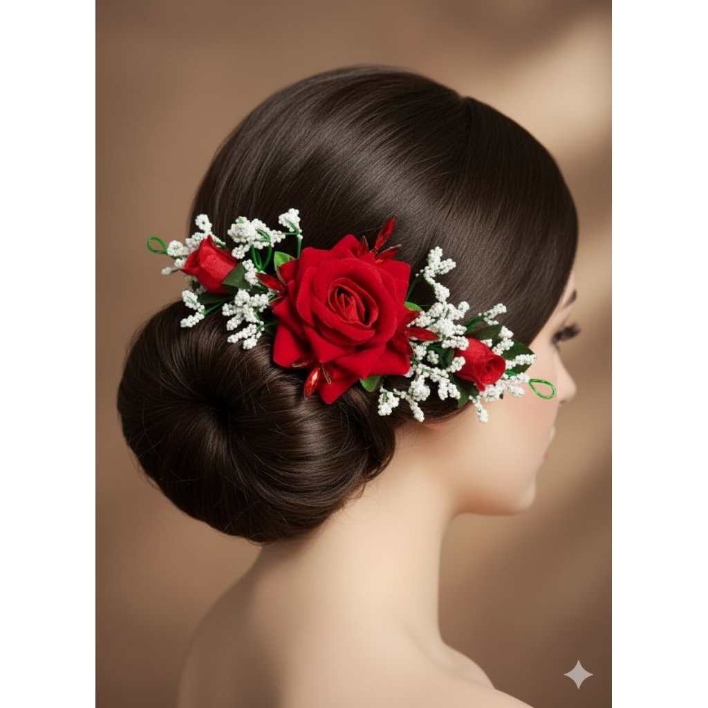 Aksesoris Sanggul Bunga Mawar / Hiasan Sanggul mawar premium