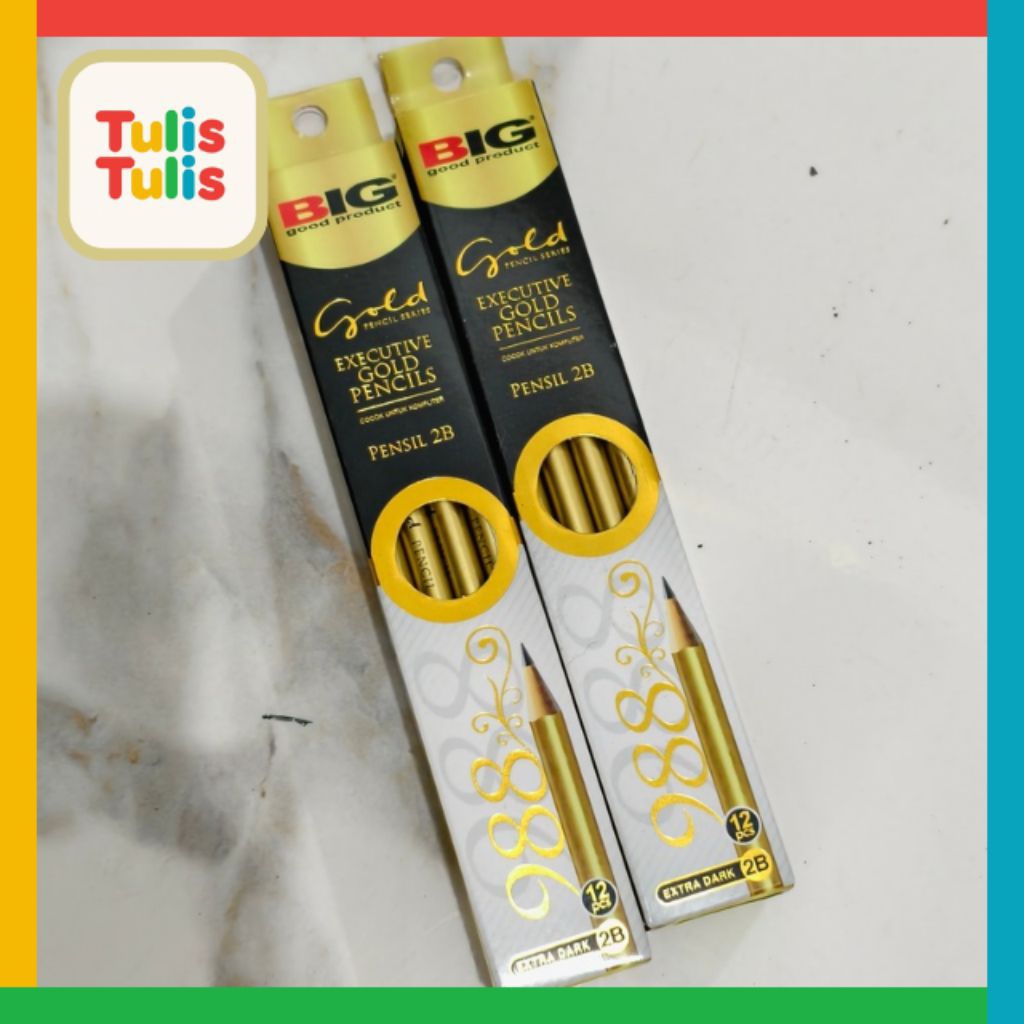 1 Pak Pensil BIG 2B Gold 12 Pcs ORI